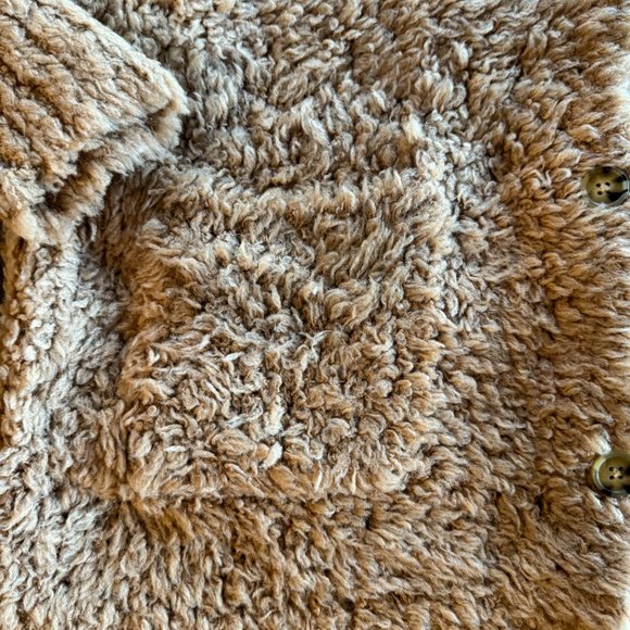 R13 Teddy Bear Cardigan Long Brown Oatmeal Fuzzy Button Down Long Sleeve Wool - Picture 3 of 5